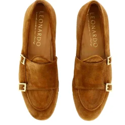 Mocassino Da Uomo In Pelle Scamosciata Colore Marrone Chiaro Con Doppia Fibbia