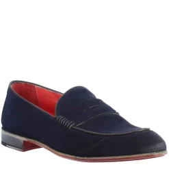 Mocassino Elegante Blu Da Uomo In Pelle Scamosciata