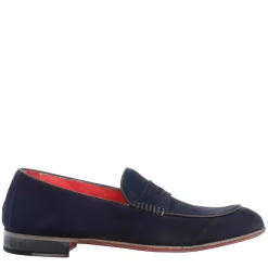 Mocassino Elegante Blu Da Uomo In Pelle Scamosciata