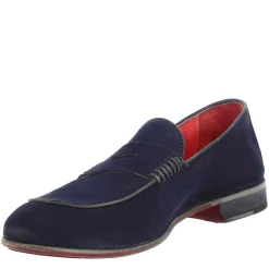 Mocassino Elegante Blu Da Uomo In Pelle Scamosciata