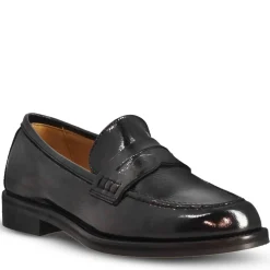 Mocassino Elegante Da Donna In Pelle Lucida Colore Nero Fatti A Mano In Italia