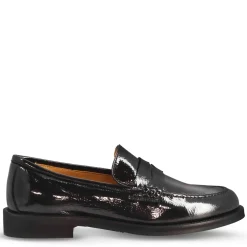 Mocassino Elegante Da Donna In Pelle Lucida Colore Nero Fatti A Mano In Italia