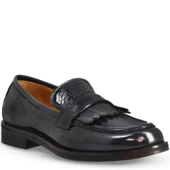 Mocassino Elegante Da Donna In Pelle Lucida Colore Blu Fatti A Mano In Italia