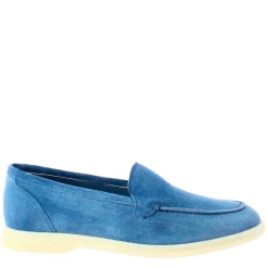 Mocassino Flessibile Da Donna In Pelle Scamosciata Celeste