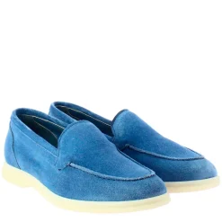 Mocassino Flessibile Da Donna In Pelle Scamosciata Celeste