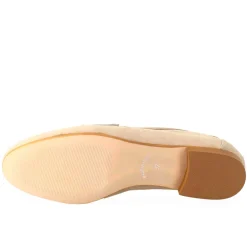 Mocassino Flessibile Da Donna In Pelle Scamosciata Taupe E Fondo In Gomma
