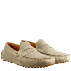 Mocassino Grigio Foderato Da Uomo In Pelle Scamosciata
