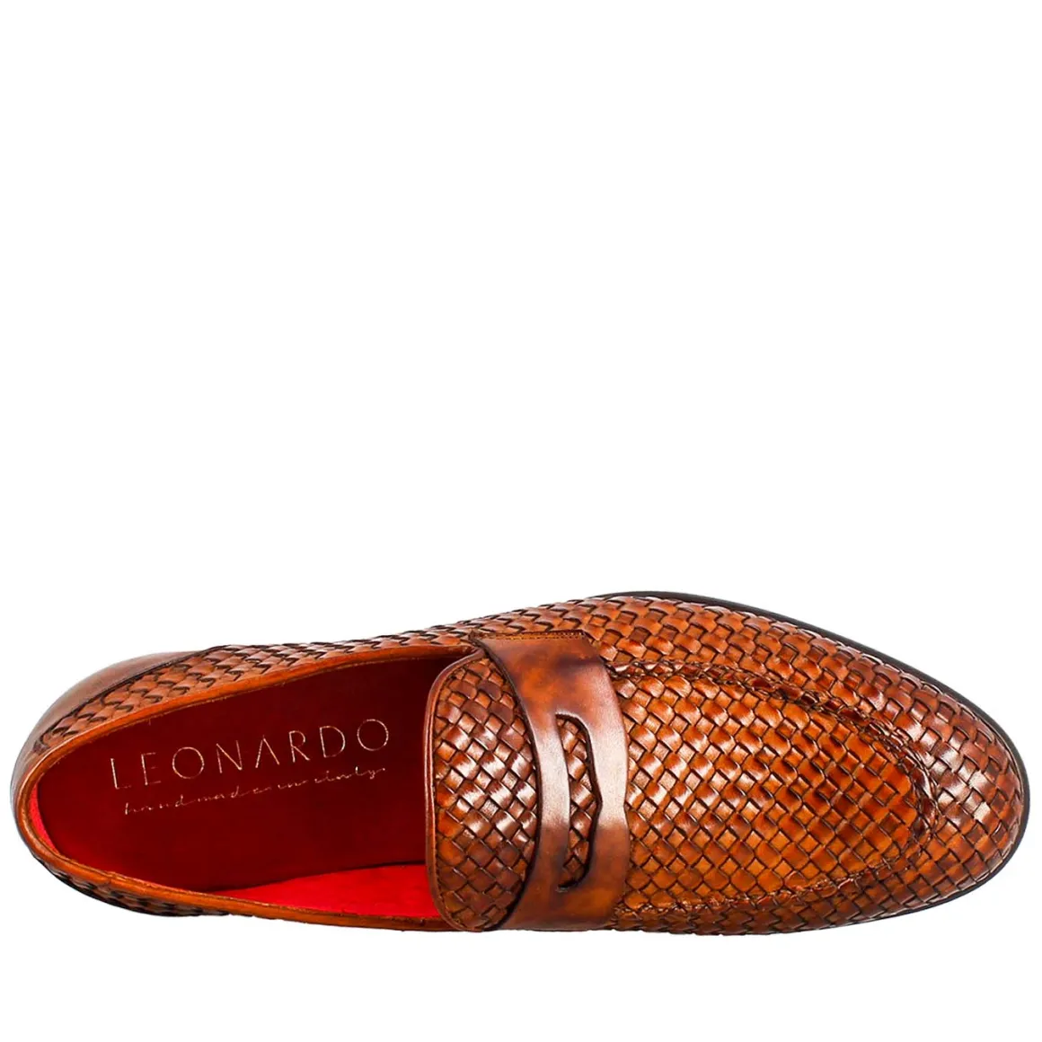 Mocassino Marrone Elegante Da Uomo In Pelle Fiore Intrecciata