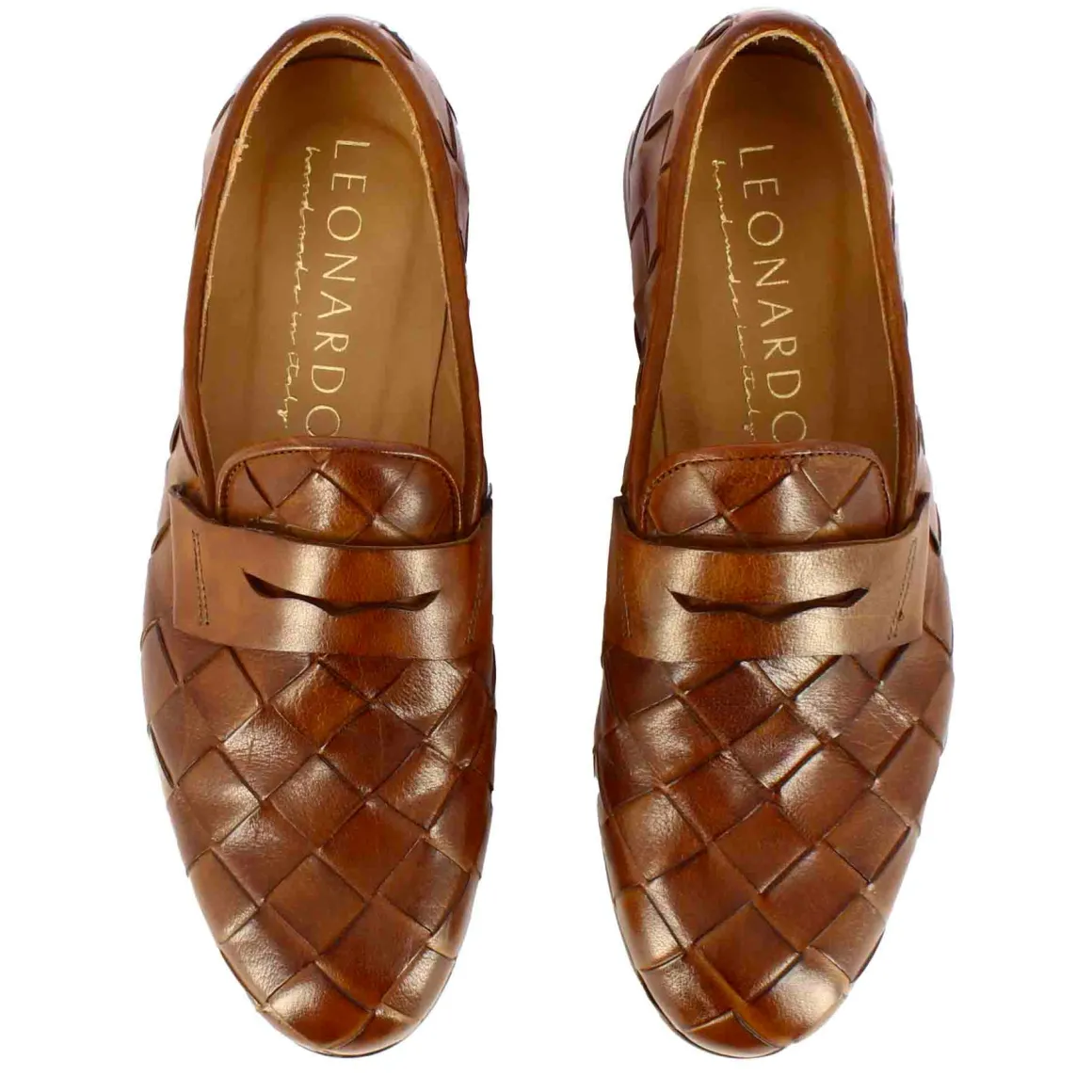 Mocassino Marrone Vintage Elegante Da Uomo In Pelle Intrecciata