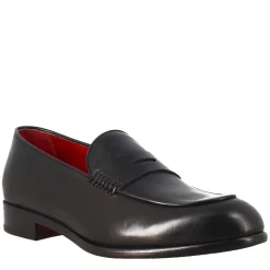 Mocassino Nero Elegante Da Uomo In Pelle Fiore