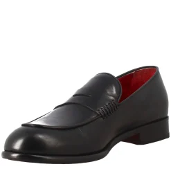 Mocassino Nero Elegante Da Uomo In Pelle Fiore