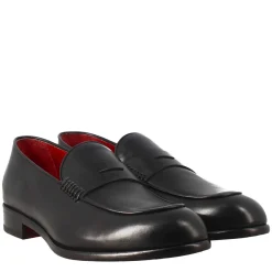 Mocassino Nero Elegante Da Uomo In Pelle Fiore