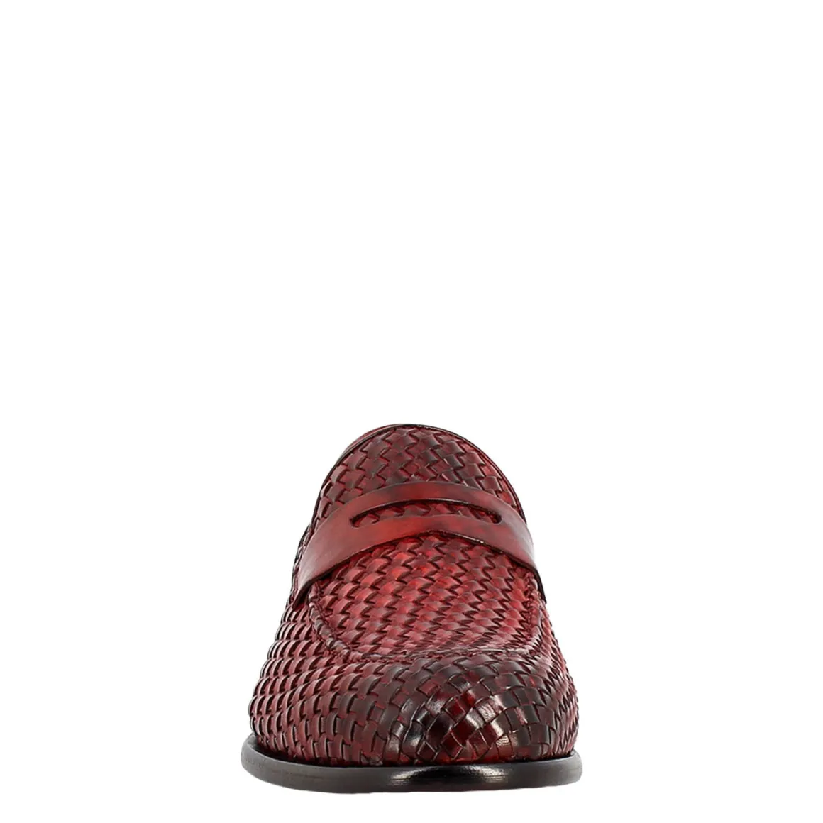 Mocassino Rosso Elegante Da Uomo In Pelle Fiore Intrecciata