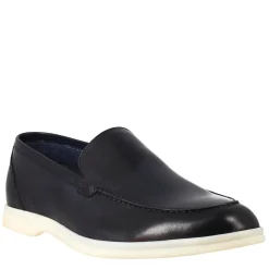 Mocassino Sfoderato Blu Elegante Da Uomo In Pelle Fiore