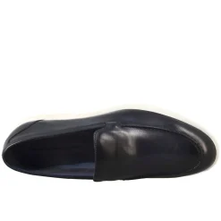 Mocassino Sfoderato Blu Elegante Da Uomo In Pelle Fiore
