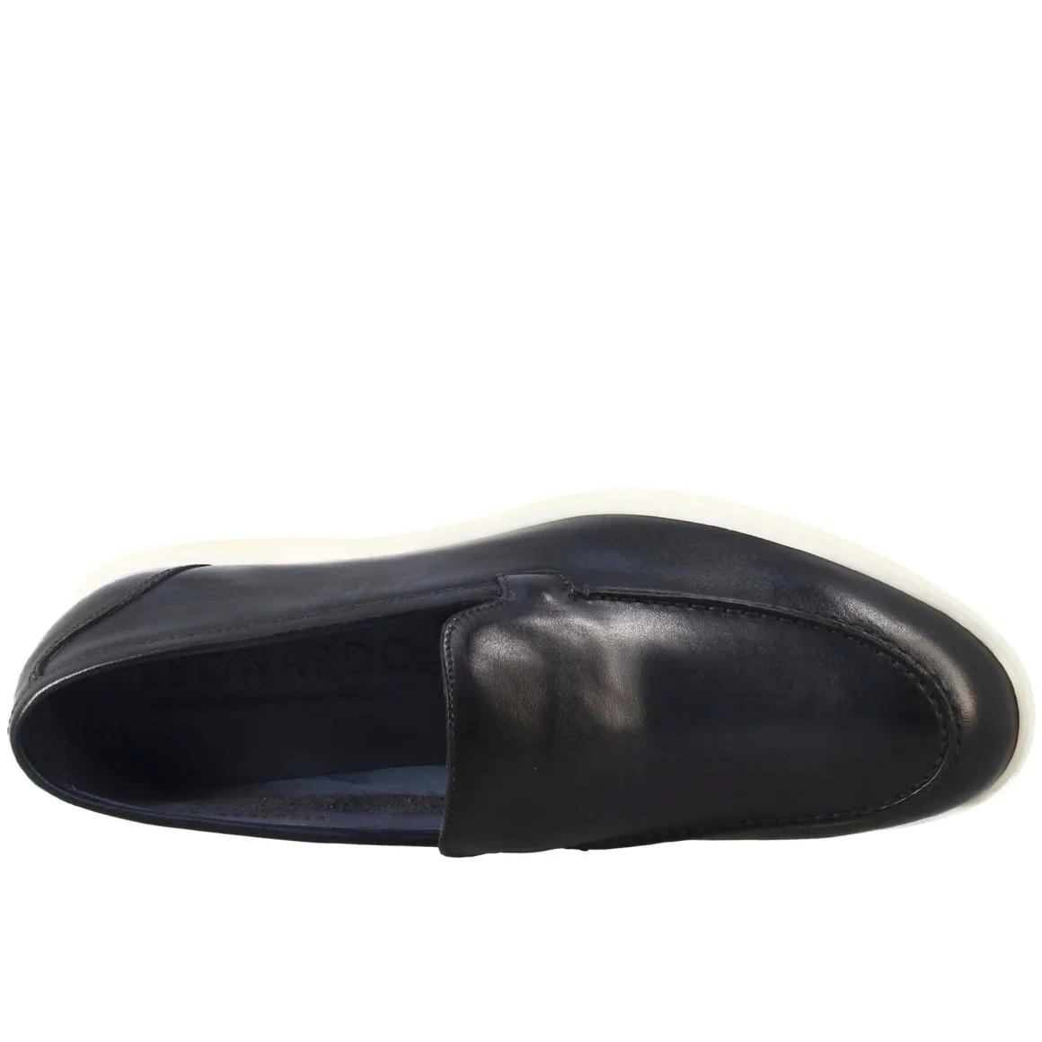 Mocassino Sfoderato Blu Elegante Da Uomo In Pelle Fiore