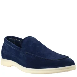 Mocassino Sfoderato Blu Elegante Da Uomo In Camoscio