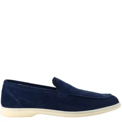 Mocassino Sfoderato Blu Elegante Da Uomo In Camoscio