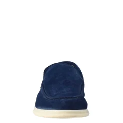 Mocassino Sfoderato Blu Elegante Da Uomo In Camoscio