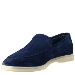 Mocassino Sfoderato Blu Elegante Da Uomo In Camoscio
