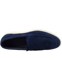 Mocassino Sfoderato Blu Elegante Da Uomo In Camoscio