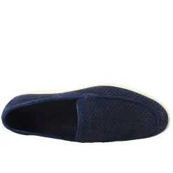Mocassino Sfoderato Blu Scuro Elegante Da Uomo In Camoscio