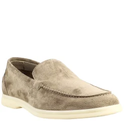 Mocassino Sfoderato Grigio Elegante Da Uomo In Camoscio
