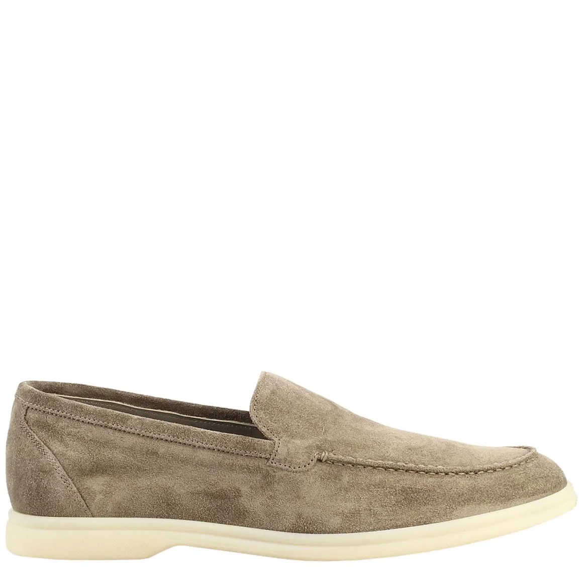 Mocassino Sfoderato Grigio Elegante Da Uomo In Camoscio