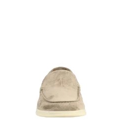 Mocassino Sfoderato Grigio Elegante Da Uomo In Camoscio