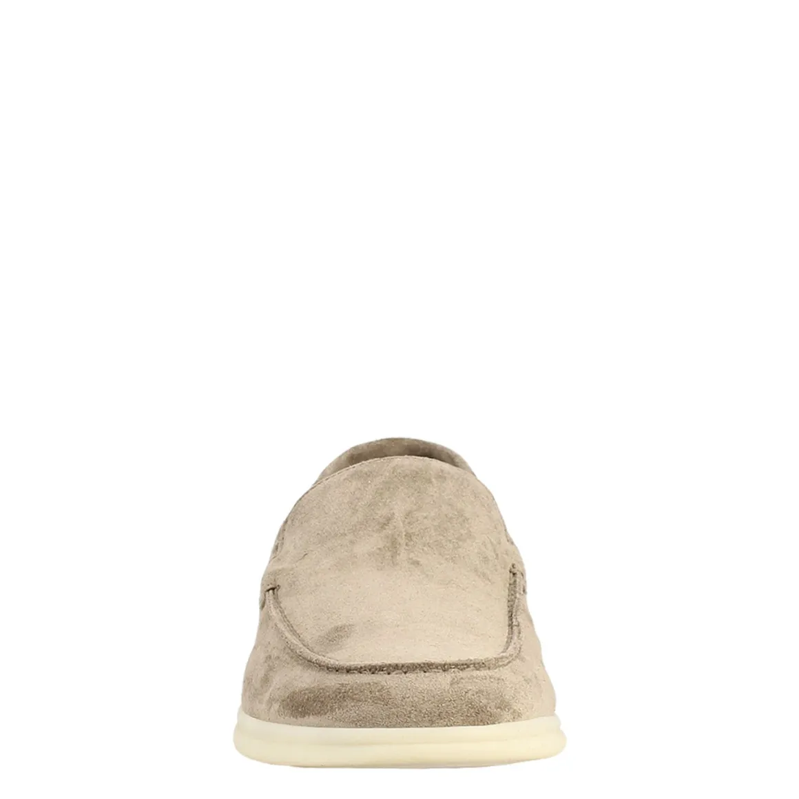 Mocassino Sfoderato Grigio Elegante Da Uomo In Camoscio