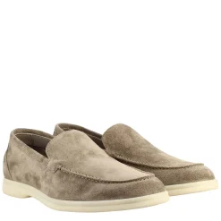 Mocassino Sfoderato Grigio Elegante Da Uomo In Camoscio