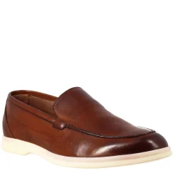 Mocassino Sfoderato Marrone Elegante Da Uomo In Pelle Fiore