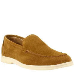 Mocassino Sfoderato Marrone Elegante Da Uomo In Camoscio