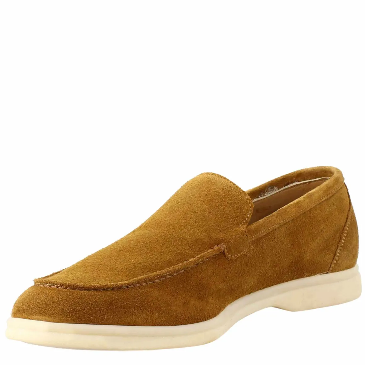 Mocassino Sfoderato Marrone Elegante Da Uomo In Camoscio