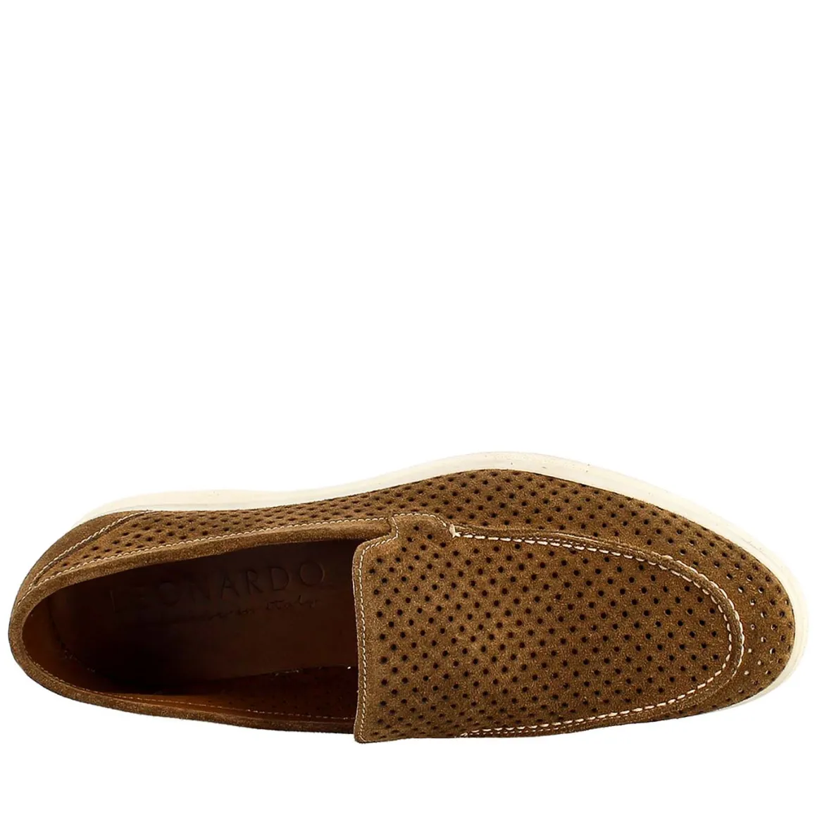Mocassino Sfoderato Marrone Elegante Da Uomo In Camoscio