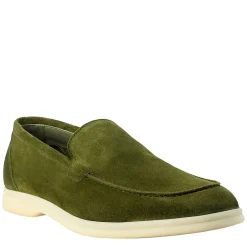 Mocassino Sfoderato Verde Elegante Da Uomo In Camoscio