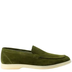 Mocassino Sfoderato Verde Elegante Da Uomo In Camoscio