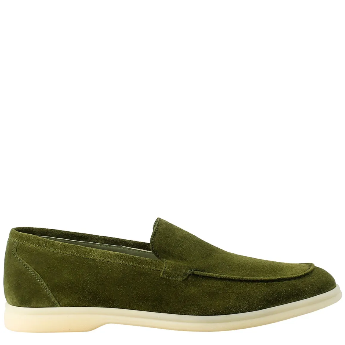 Mocassino Sfoderato Verde Elegante Da Uomo In Camoscio