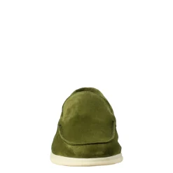 Mocassino Sfoderato Verde Elegante Da Uomo In Camoscio