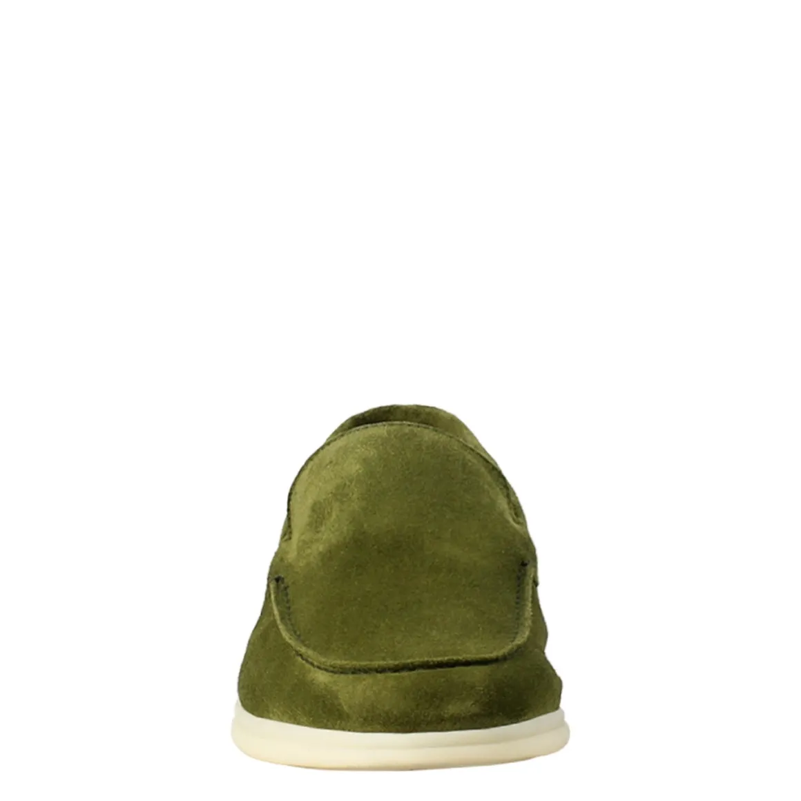 Mocassino Sfoderato Verde Elegante Da Uomo In Camoscio