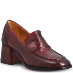 Mocassino Tacco Alto Da Donna In Pelle Colore Bordeaux