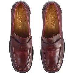 Mocassino Tacco Alto Da Donna In Pelle Colore Bordeaux