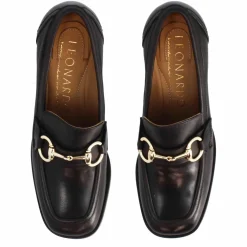 Mocassino Tacco Alto Da Donna In Pelle Colore Nero Con Morsetto