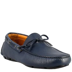 Mocassino Tubolare Con Lacci Da Uomo In Pelle Blu