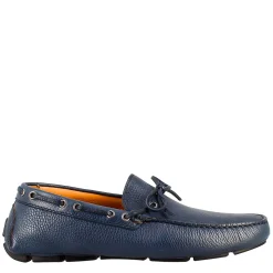 Mocassino Tubolare Con Lacci Da Uomo In Pelle Blu