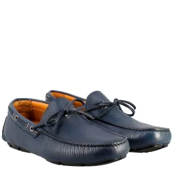 Mocassino Tubolare Con Lacci Da Uomo In Pelle Blu