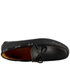 Mocassino Tubolare Con Lacci Da Uomo In Pelle Color Nero