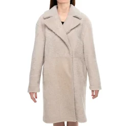 Montone Lungo Da Donna Beige Con Bottoni