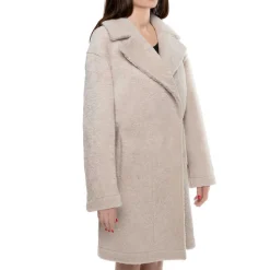 Montone Lungo Da Donna Beige Con Bottoni