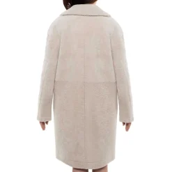 Montone Lungo Da Donna Beige Con Bottoni